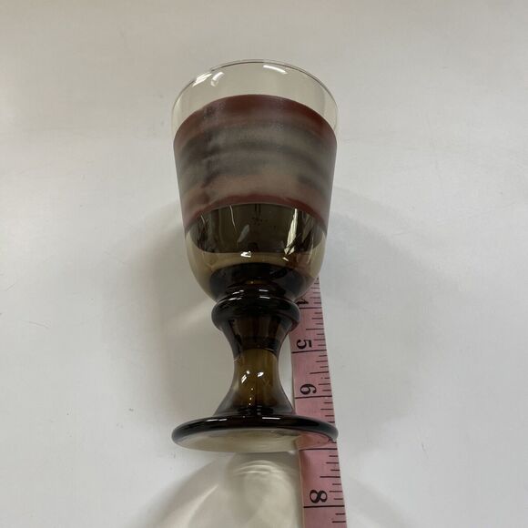 Vintage Set of 3 Libbey Sango Nova Brown Stemmed Glass Water‎ Goblets Wine - Picture 6 of 8